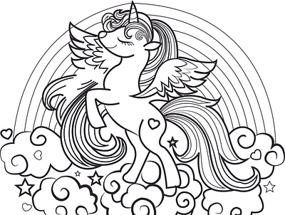 unicorn animal colors flat illustration illustration art lineart linework minimal vector vectorart