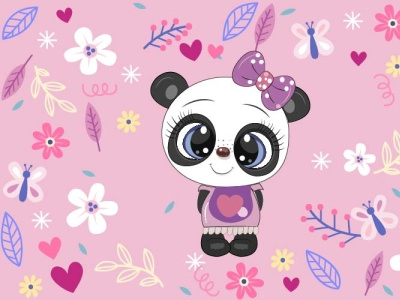panda 01 animal cute animal cute art design flat graphic design illustraion illustration art minimal panda pink vector