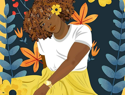 african girl illustration 2d 3d african animation artwork branding brown color colors design flat girl graphic design illustration logo minimal motion graphics ui vector