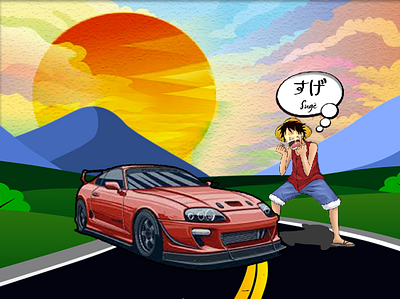 anime art work anime artwork branding car colors design flat graphic design illustration logo luffy minimal ui vector