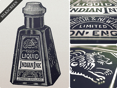 Indian Print for sale hand done illustration ink bottle lettering poster print retro silkscreen type typography vintage