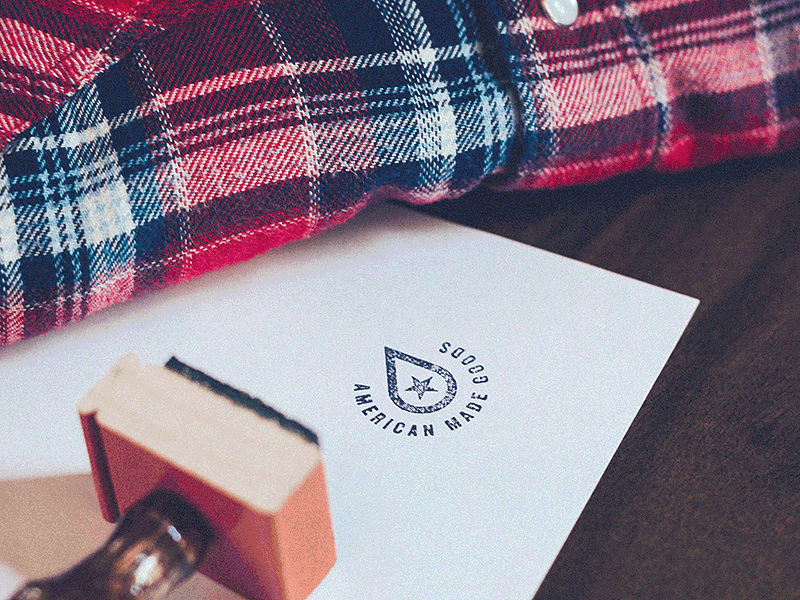 American Made Goods adam trageser logo typography stamp apparel america made in usa branding two left co plaid shirt flood zone