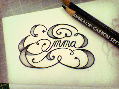 Emma adam trageser emma hand hand done jane austen lettering pencil sketch swash sweet typography
