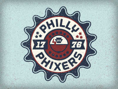 Philly Phixers 215 adam trageser badge bike design fixed gear icon logo pa patch philly