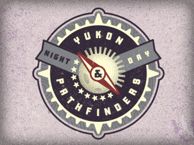 Yukon Pathfinders adam trageser badge compass day design icon logo moon night pathfinders ribbon stars sun wood yukon