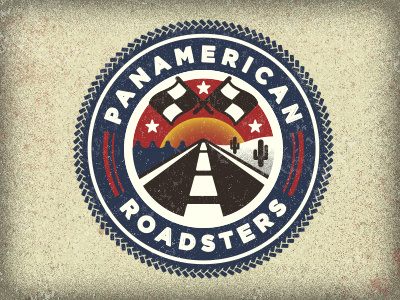 Panamerican Roadsters adam trageser america badge cactus design flag icon logo panamerican patch race road roadsters sun tire water