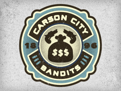 Carson City Bandits design logo icon badge carson city bandits patch revolver money wild west adam trageser