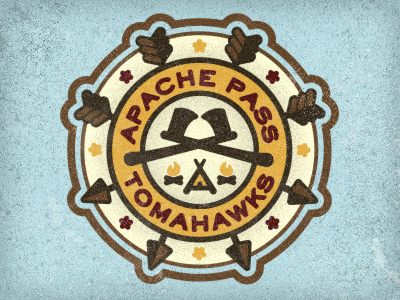 Apache Pass Tomahawks adam trageser apache pass arrow badge camp design fire icon indian logo patch star teepee tomahawk usa