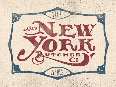 New York Butcher Co adam trageser american branding brooklyn butcher design hand hand done illustration lettering logo new york ny old packaging retro screen signage swash texture two left co type typography victorian vintage