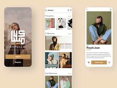 CAMELLIA - Fashon App app branding design graphic design ui ux