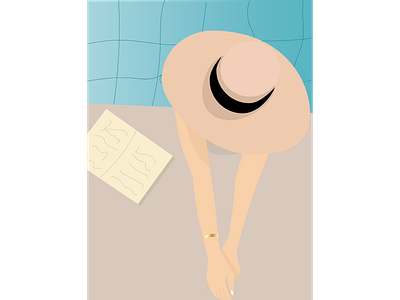 Girl in a hat near the pool reads a book branding design graphic design illustration logo typography ui ux vector брендинг