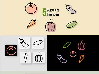 5 Vegetables line icon