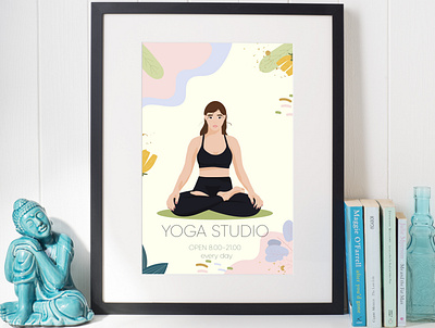 Poster for yoga studio in pastel colors branding design graphic design illustration logo брендинг йога типография печать постер