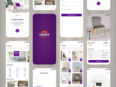 Furniture Mobile App adobe xd ecommerce furniture mob app mob design mockup ui ux