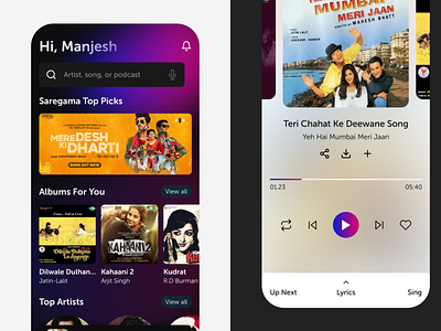 Music Application - UI Design (Dark & Light Mode) branding design mobile application music app ui