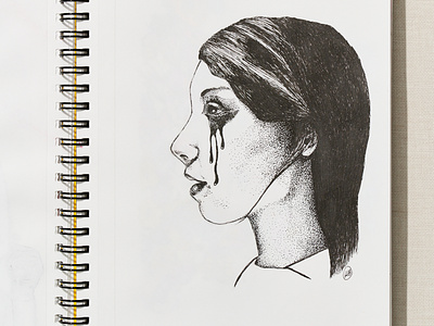Women in Horror Month - Day 8 - Mum's the word illustration pointillism sketchbook