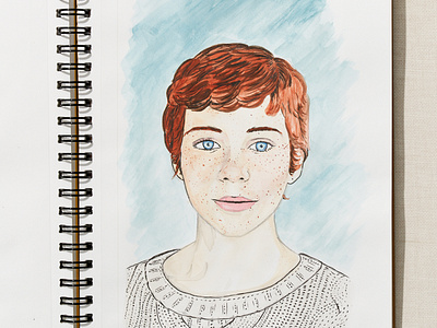 Women in Horror Month - Day 29 - Sophia Lillis illustration ink portrait sketchbook watercolor