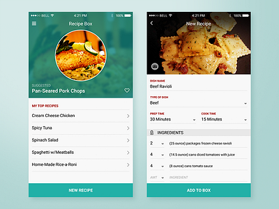 Meal Me food mobile recipe ui ux