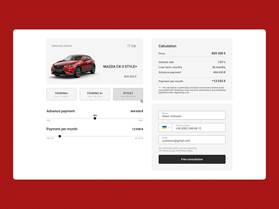 Car loan calculator concept