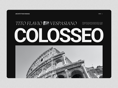 Concept landing page Colosseum architecture black clean colosseum concept design landing page minimal minimalism typo typography ui ux web web design