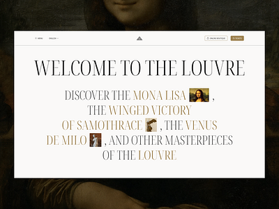 Exhibition at the Louvre concept landing page art clean concept design exhibition first screen landing landing page minimal minimalism paint typo typography ui ux web web design website