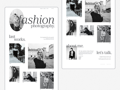 Fashion photographer concept landing page website