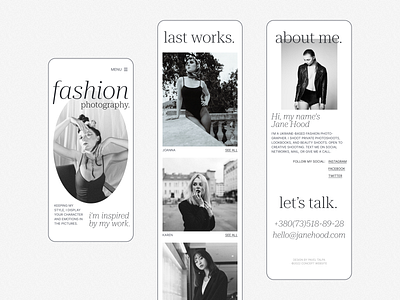 Fashion photographer concept landing page website mobile