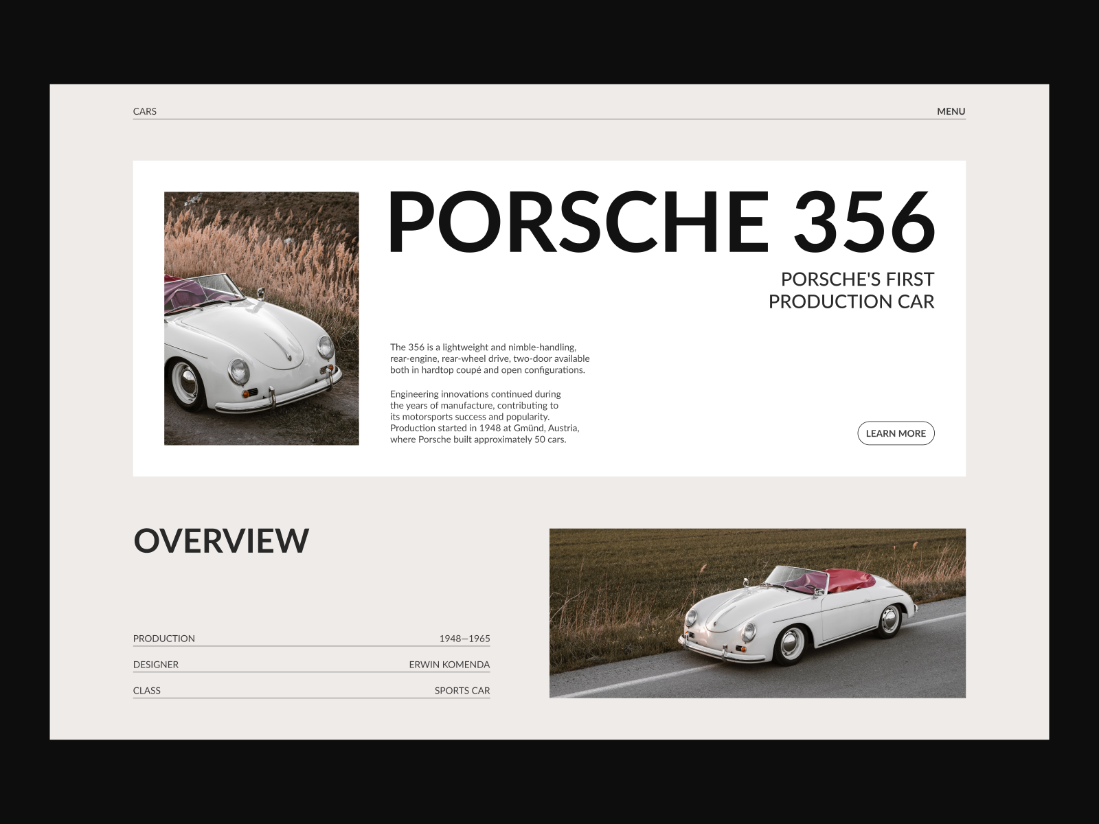 Longread about Porsche by Pavel Talpa on Dribbble