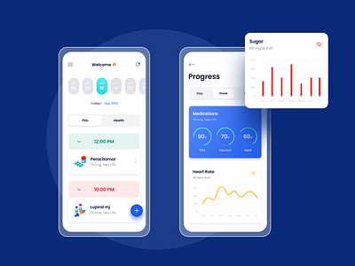 Health Reminder App apps apps design clean dashboard health medical app minimal pill reminder ui ux