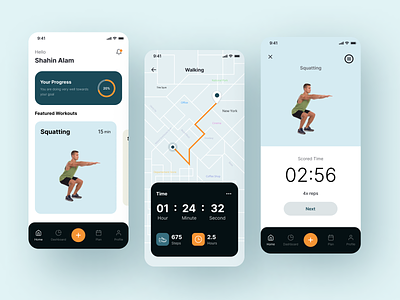 Fitness App app design apps apps design clean dashboard design exercise app fitness fitness tracker app health app minimal ui uiux ux walking app