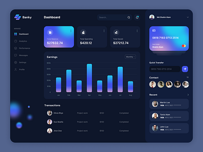 Finance Dashboard Dark theme admin app design apps design clean credit card dark theme dashboard figma finance fintech gradient minimal product design saas trendy ui ui ux uiux wallet web app