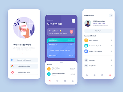 Finance App Design app ui apps design bank clean dashboard design figma finance fintech minimal mobile app mobile bank money money transfer profile splash ui uiux ux wallet