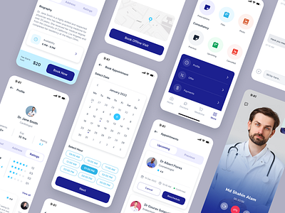 Heath Care App Design Concept app design appointment clean consulting dashboard doctor health health app medical medical app minimal mobile app patients ui ux