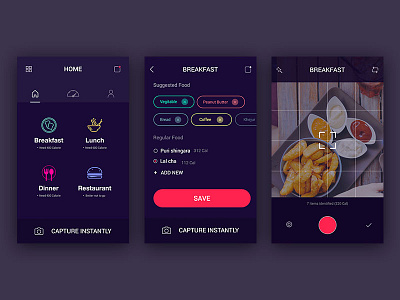 Diet Tracker Apps Ui apps dark diet food menu food tracker iphone pink tracker ui