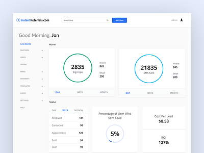 Referral Dashboard Ui apps blue dashboard design minimal ui ux