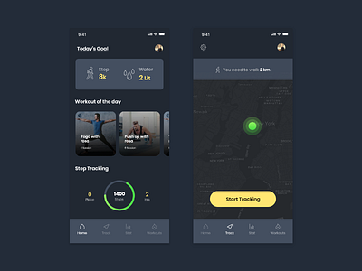 Fitness app ui apps apps design awesome black clean dashboard fitness app ui ux