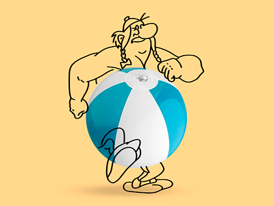 Obelix goes to the beach art design drawing graphic design illustration obelix