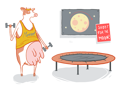 &you Dispatch 16 - Goal Setting cow goals illustration moon vector