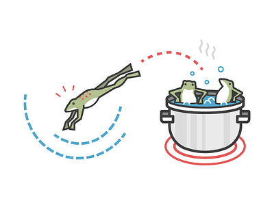 &you Dispatch #31 - Trust Your Frust boiling frog illustration pot toad vector