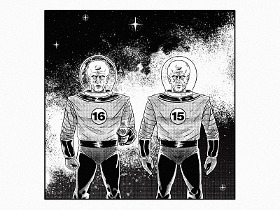 Alien Invaders aliens black and white comics illustration poster art space spaceman ufo