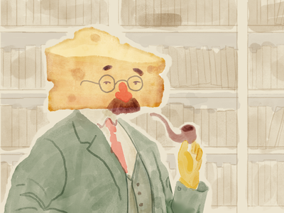 Aged Cheese art cheese design illustration library pipe postcard