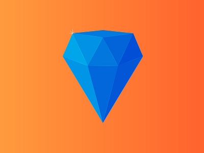 Blue geometric diamond blue diamond orange