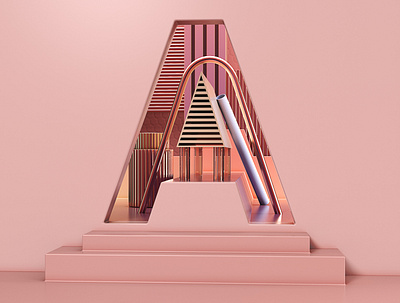 3D Typeface - A for asymmetric 36daysoftype 3dart 3dtype cgi designinpiration geometry graphicdesign illustration typeface typography