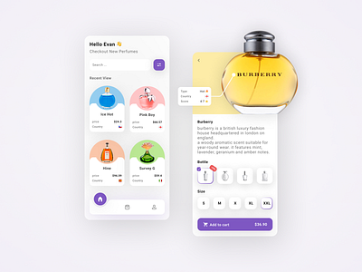 perfume eCommerce application (store) app design mobile mobile design perfume store ui ux