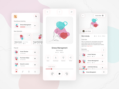 Podcast Listening Application app application design listening mobile mobile design podcast ui user interface ux