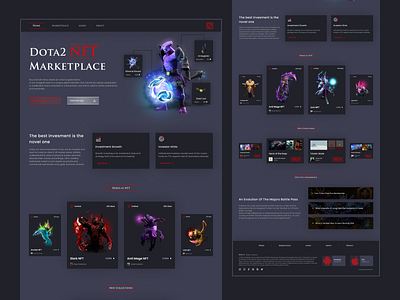 Dota2 NFT Market Landing Page dark dark mode design dota dota2 home landing landing page market market place nft ui ux