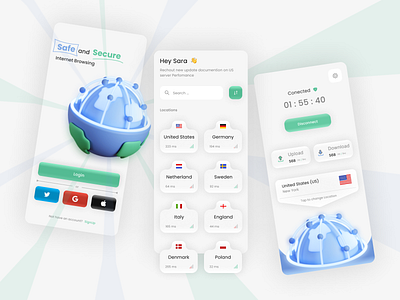 Planet Vpn Application app application design mobile mobile design planet ui ux vpn