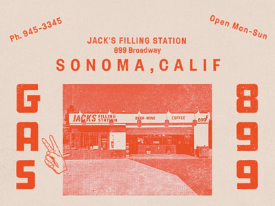 Jack's Filling Station - Postcard branding california design gas jacks jacks filling station peace postcard retro sonoma station