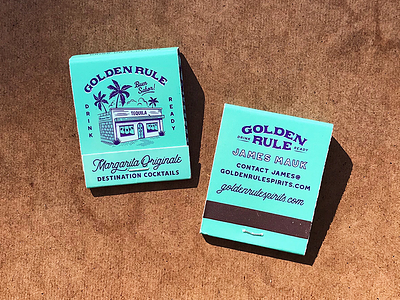 Golden Rule - Margarita Matchbooks architectural business cards cantina cocktails golden rule illustration margarita matchbooks matches mexican mexican restaurant palm trees promo retro