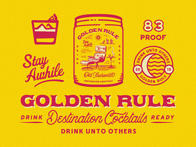 Golden Rule - Brand System branding can cocktails eames golden rule matchbooks matches midcentury moon nicola broderick old fashioned retro spirits
